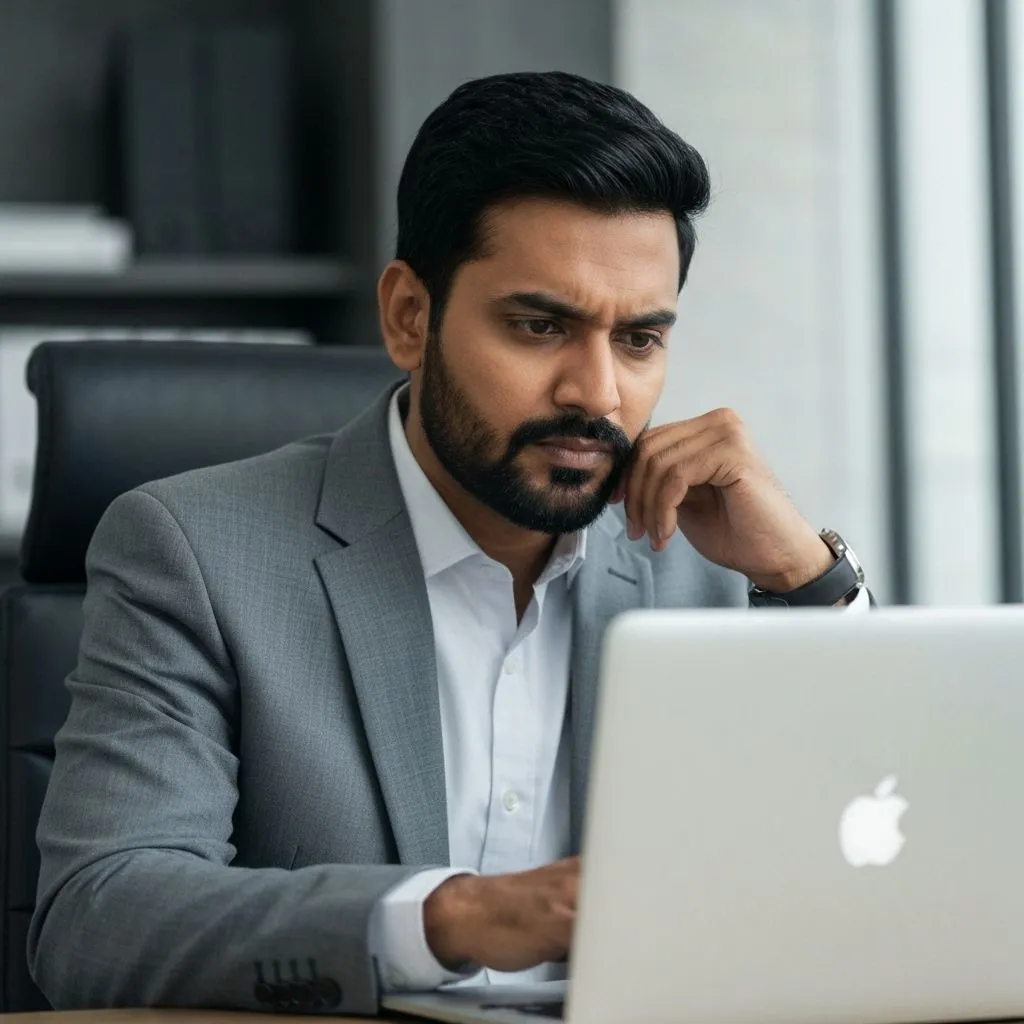 Indian business owner concerned about online marketing challenges